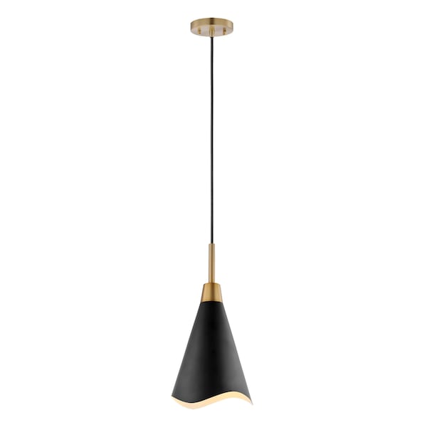 Tango 1-Light Large Pendant Matte Black With Burnished Brass